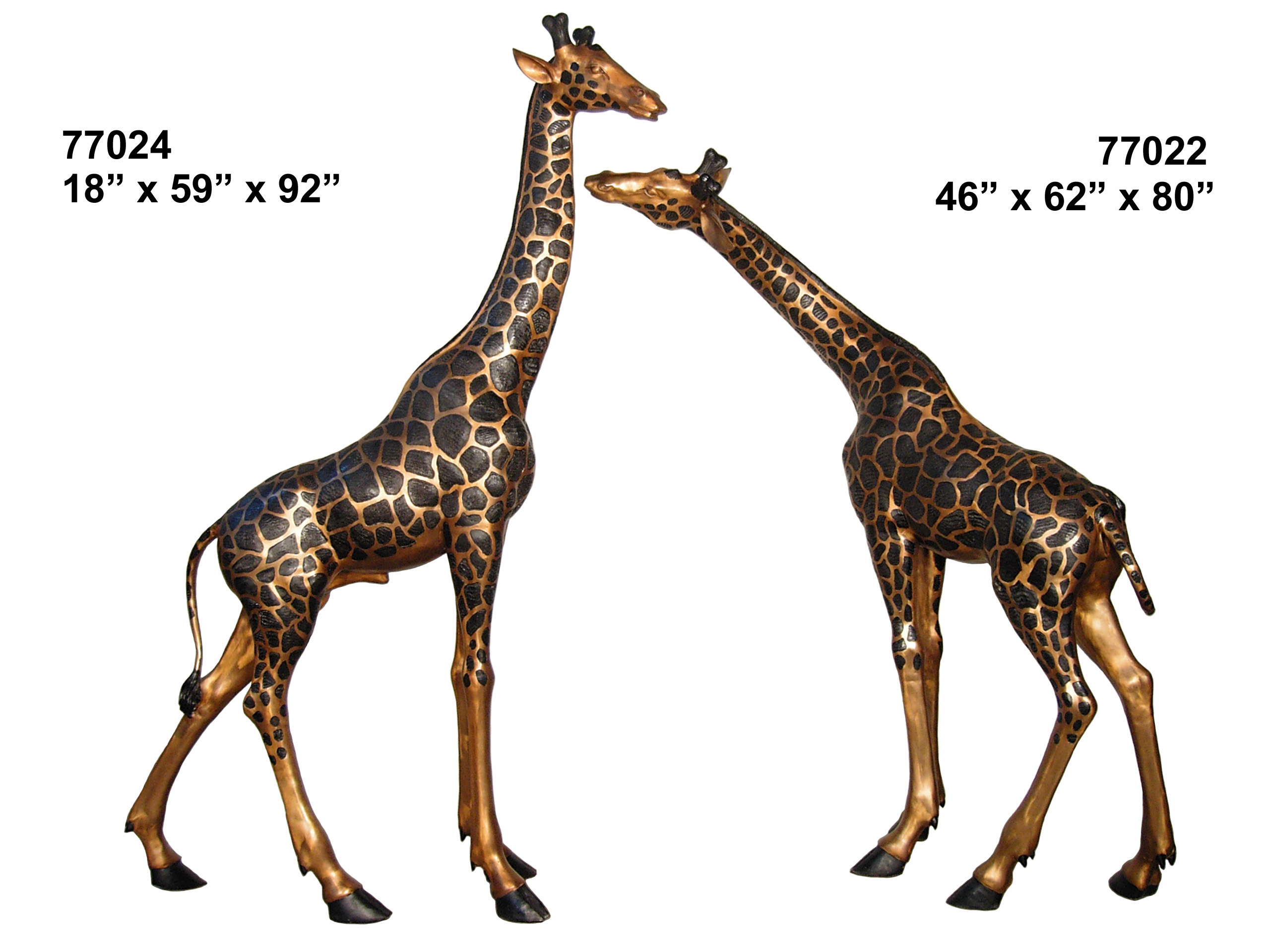 Pair of Life Size Bronze Giraffes - Click Image to Close